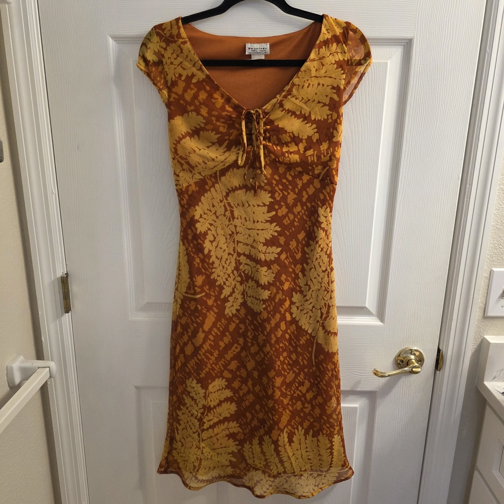 Wanted Midi Babydoll Dress Orange Tropical Y2K Vintage NWOT Size Small‎ Made USA